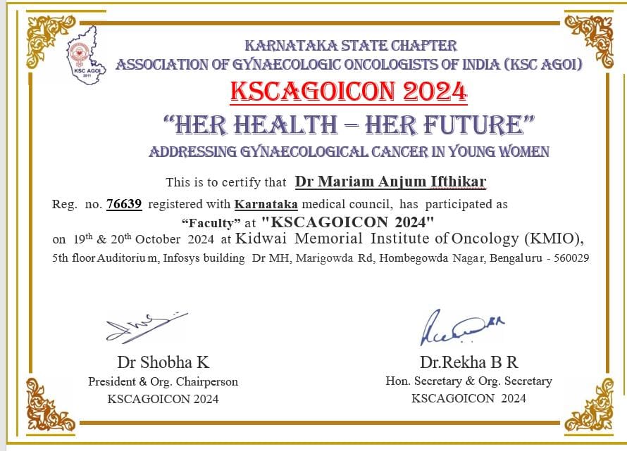 Dr. Mariam Anjum — KSC AGOI — Certificate
